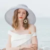 Breda brim hattar retro runda topp stor strå hatt grossist damer sol rese semester visir vintage kvinnor strand svartvitt