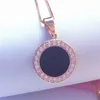 Colliers pendants russe 585 Ensemble d'or violet zircon rond noir
