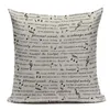 Pillow Music Series Remarque Imprimé Haute QuLity Cotton Linon décoratif Noir Blanc Couverture Boîtier de voiture Siège 45 45 cm