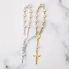 Link braccialetti cattolico catena di dito croce mini rosario battesimo rosari facromalare braccialetto perle per favori