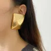Studoor oorbellen overdreven metalen textuurpatroon geometrische vierkante holte voor vrouwen retro uniek ontwerp zware sieraden geschenken