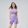AL-207 Summer Women's Mesh Stitching Sports Bra Fake Two-piece Mesh Yoga Suit With Chest Pad