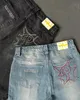 Streetwear Protect Jeans Y2K Mens Pants Harajuku Hip Hop Letter Brodery Vintage Blue Baggy Jeans High midje bred benbyxor 240423
