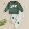 Vêtements Définit mon premier bébé né de la Saint-Patrick Vêtements de garçons à manches longues Sweats Sweats Tops Green TrawString Pants Toddler