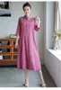 Vestidos de festa Bordado Stand Robe Femme Fashion Folk Indie Loose Cotton Linen Dress Women Vestidos Verano 2024 Vintage