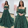 Dresses Crystal A Elegant Green Emerald Evening Line Turkey Prom Dress Beaded Long Sleeves Illusion Formal Party Gowns