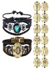 2 stks 12 Constellatie Bracelet Zodiac Sign zwart gevlochten lederen bangle aries leo libra lumineuze koepel sieraden punk heren armband7864685