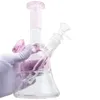 Glassvape666 GB102 About 7.87 Inches Height Pink Glass Water Bong Dab Rig Smoking Pipe Bubbler 14mm Male Dome Bowl Down-stem Quartz Banger Nail