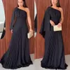 One Shoulder Evening Dress Long A Line Formal Dress Black Crepe Formal Party Prom Gown for Women