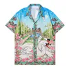 Camisa de grife masculino de botão masculina camisa estampada camisa de boliche havaiana camisa de seda casual de seda masculina vestido de manga curta havaiana A16