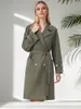 Женские траншеи Coats Cinemore Spring Long Poat для женщин повседневная ветряная куртка с двойной грудью лацкат с ветропроницаемыми женщинами с ветропроницаемыми