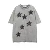 American Retro Autumn Starry Sky Sky Patroon Design T-shirt Geschikt voor mannen en vrouwen Koreaanse stijl Street korte slaapparen 240426