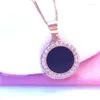 Colliers pendants russe 585 Ensemble d'or violet zircon rond noir