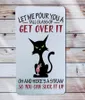 Komik Metal İşaret Sana bir bardak dökmeme izin ver, Sassy Kitty Kara Kedi Rude Gag Hediye Tutum İşareti Emik Bedro7889064