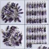 Charmes Charmes Stripe Amethyst Pillar Stone Natural Stone Chakra Guérisse Pendum Prism Hexagonal Pendant Diy Collier Ear Carshop2006 DHIA5 DR DHUFJ