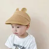Шляпы шляпы милый медведь уши пустые шляпы детская соломенная шляпа детская детская полоса каники Регулируемая летняя пляжная шляпа мальчики и девочки Propsl240429