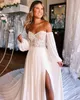 Abiti da sposa in chiffon in pizzo taglie forti 2024 Eleganti spalla una linea abiti da sposa divisa Summer Beach Robes de Mariage BC18678