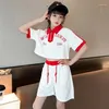 Zestawy odzieżowe dziewczęta nastolatki dla dzieci krótkoczestronne garnitury Summer Korean Style Lapel Shorts Home wierzcha