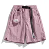 メンズショートパンツアメリカンベルトカーゴサマーファッションマイクロエラスティッククイック乾燥ポケットカジュアルパンツスポーツミディアムズボン男性女性