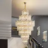 Villa Duplex Hollow Room Room Ghandelier Pick Light Light Luxury Crystal Chandelier Jump Floor Luxury Atmosper Lobby