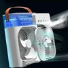 Elektriska fläktar Portable Fan Air Conditioners USB Electric Fan Led Night Light Water Mist Fun 3 In 1 Air Humidifie For Home D240429