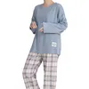 Frauen Nachtücher Set 2 Loungewear Pyjamas Nachthemd Winter weiche Baumwolle Hausgröße Frauen Herumn Casual Plus Anzug für Stück