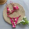 Women's Swimwear Sexy Floral Printed Swimsuit For Women Spaghetti Strap Bandage Robe 2024 Fashion Trousers Bikini Three Pieces Beachwear