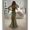 Prom Light Dress Lace Green Mermaid Sequins Toppremmar Formella aftonklänningar Eleganta veck Partklänningar för speciella OCNS ROBE DE SOIREEE ES