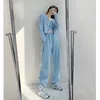 Women's Pants Clothing Blue Trousers Woman Drawstring Womens Jogging Joggers Fitness Elastic Waist Sweatpants With Pockets Sports G 90s