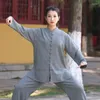 Ethnische Kleidung 2024 Traditioneller chinesischer Tai Chi Uniform Baumwollwäsche Sport im Freien Wusse Wushu Martial Arts Set