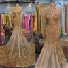 Prom Hoge Jurken Mermaid Neckafen Lacee Applique Custom Made One Shoulder Long Sheeves Ruches Avond feestjurken Vestidos Formele OCN Wear Plus Maat