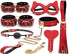 Black Wolf Red haut de gamme authentique retenue en cuir Cosplay Bondage Set SM Handsage Gag Whip Mindable Camps Adult Games5367153