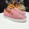 Chaussures décontractées Luxury Velvet rose pour femmes pleins d'étoiles une pédale de forage et le même style bas