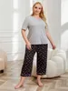 Abbigliamento da donna plus size donne pigiama set slves shves v collo top pantaloni lunghi pantaloni femminile slp abbiglia