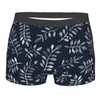 Unterhose weiße Blätter auf der Marine Eine handgemalte Muster Baumwollhöhe Herren Unterwäsche Print Shorts Boxer Slips