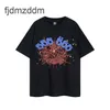 Mens camiseta aranha tee de camiseta de roupas de roupas de roupas hipster camisetas vintage de tecido lavado graffiti grafite de rachaduras Padrão geométrico de alto peso