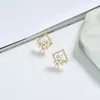 Boucles d'oreilles étalon neoglory charme cz fleurs blanches en carre