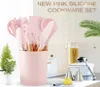 Ferramentas de cozinha rosa Definir utensílios de silicone premium Set Turner Tinga