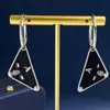 Brincos de garanhão preto da marca feminina Triângulo Triângulo Longo Tassel Prad Cadeia Dangle Drop Ear Gold Eardrop Earingings Designer para Mulher Luxury Jewelry Gift 45