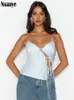 Tanks pour femmes nsauye femelle satin chic tie crop top crop top pour femmes Spaghetti Spaghetti Backless Slim Party Tops Y2K