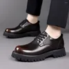 Sapatos casuais britânicos homem preto escritório vestido de couro planos de couro dividido 2024 sola de borracha de vaca