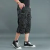 Herren -Shorts Herren Sommer lange Länge Fracht lässige Baumwolle Multi -Taschen -Reithosen geschnittene Hosen Militär Tarnung 5xl