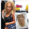 Blondponytail förlängning Mänskligt hår 100% remy brasilianska hår wraps djup lockigt blond hästsvans hårförlängning klipp i ponny svans hårstycke med magisk pasta för kvinnor