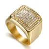 Anneaux de bande HIP HOP MENS Iced Cubic Zircon Square Ring 316L en acier inoxydable de haute qualité CZ Cool Mens Rparty Jewelry Direct Shipping J240429