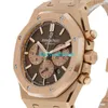 Luxury Watches APS Factory Audemar Pigue Royal Oak Watch 41mm Brown Index Hour Mark Dial Rose Gold Strq