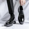 Sapatos casuais Business Patente Formal Leather Men 2024 Spring Low Top Solid Wedding Black Fashion Oxford Office