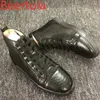 Casual Shoes 2024 Beertola Serpentine Men's Sneakers Lace Up High Top Flats Large Size Sports Walk Men Party Black Color