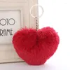 Nyckelringar hjärta formad för kvinnor flickor mode söta plysch nyckelringar väska bilhänge färgglada pompoms prydnadshållare gåva