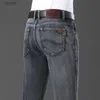 Mäns jeans nya affärsmän jeans avslappnad rak stretch mode klassisk blå grå arbete denim byxor manliga varumärke kläder storlek 28-40wx