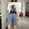 Jeans feminino shorts femininos retro jeans design chique harajuku curto calça casual high street ladies roupas calças de carga